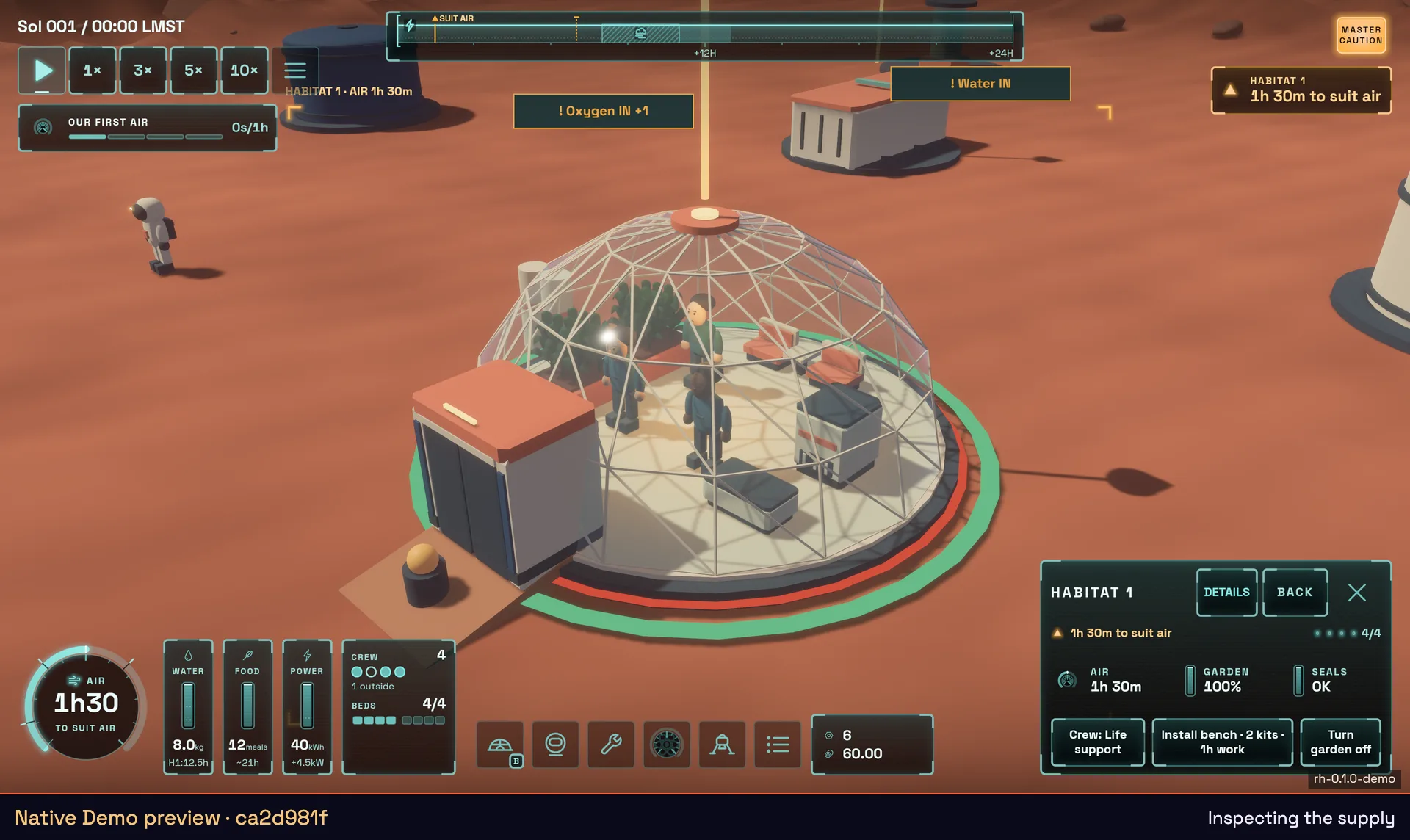 Red Hope native Demo development preview ca2d981f: supply inspector beside a habitat and pioneers.